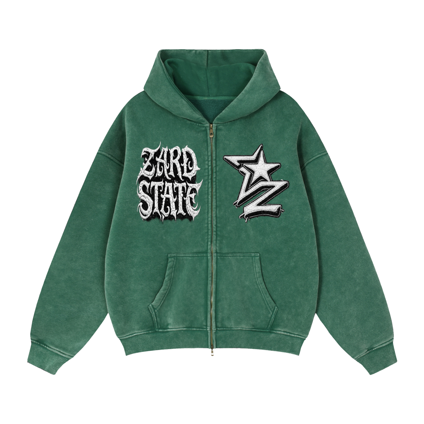 “Zard State” Snow-Washed Boxy Hoodie