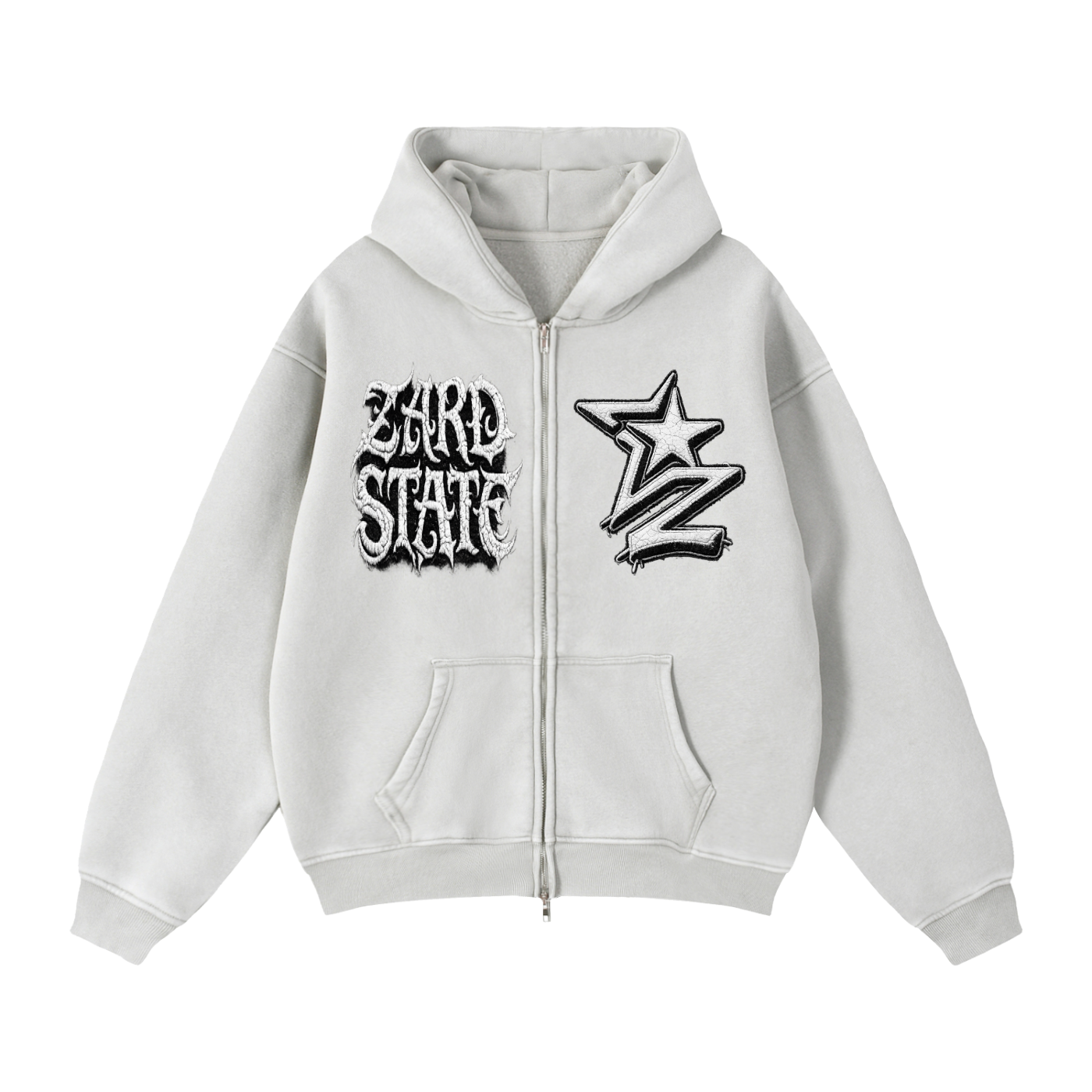 “Zard State” Snow-Washed Boxy Hoodie