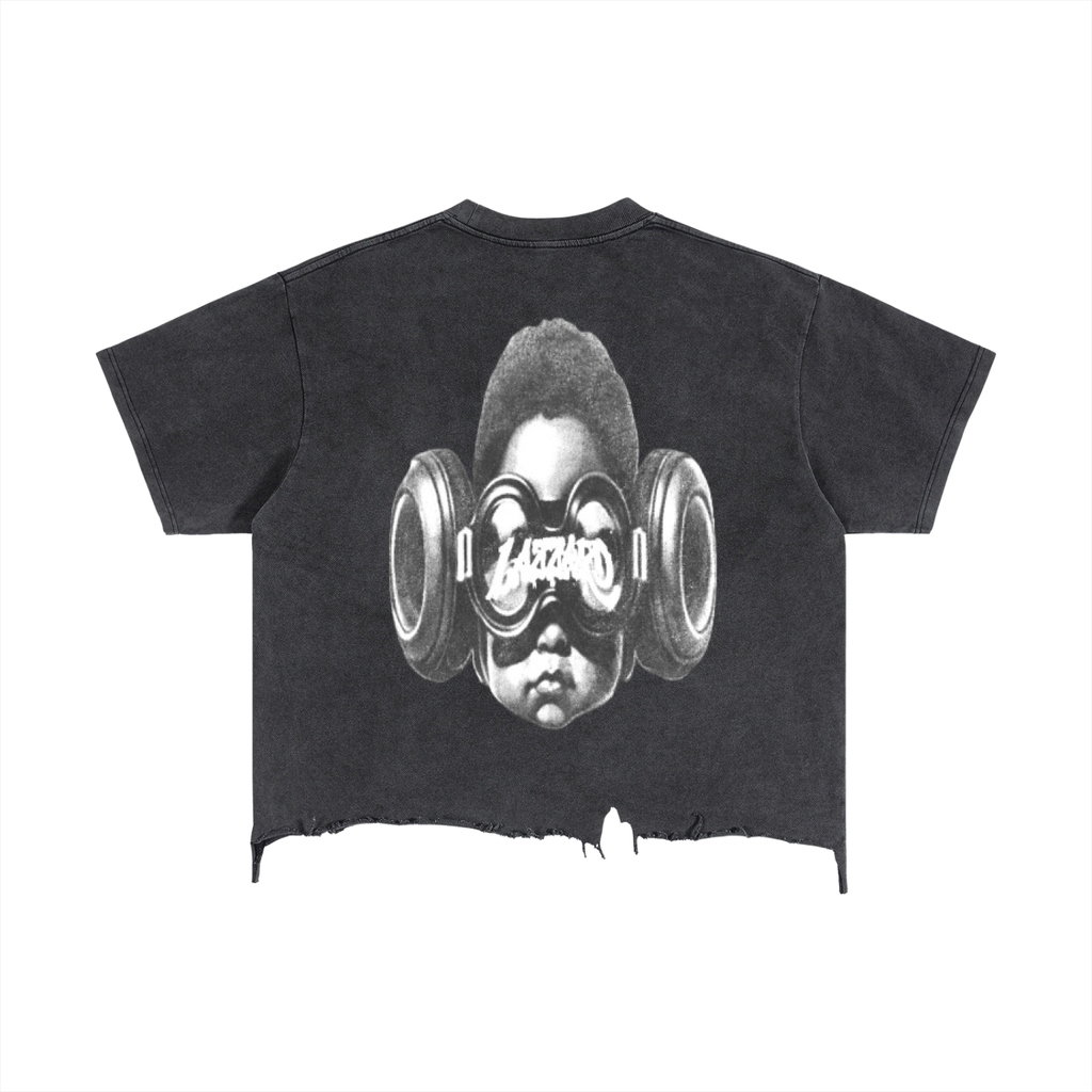 “No Signal” Vintage Wash Boxy Distressed Hem Tee