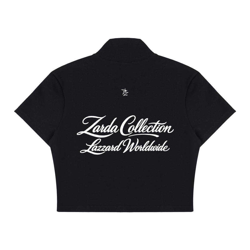 Women's Cropped Full Zip Short Sleeve T-Shirt