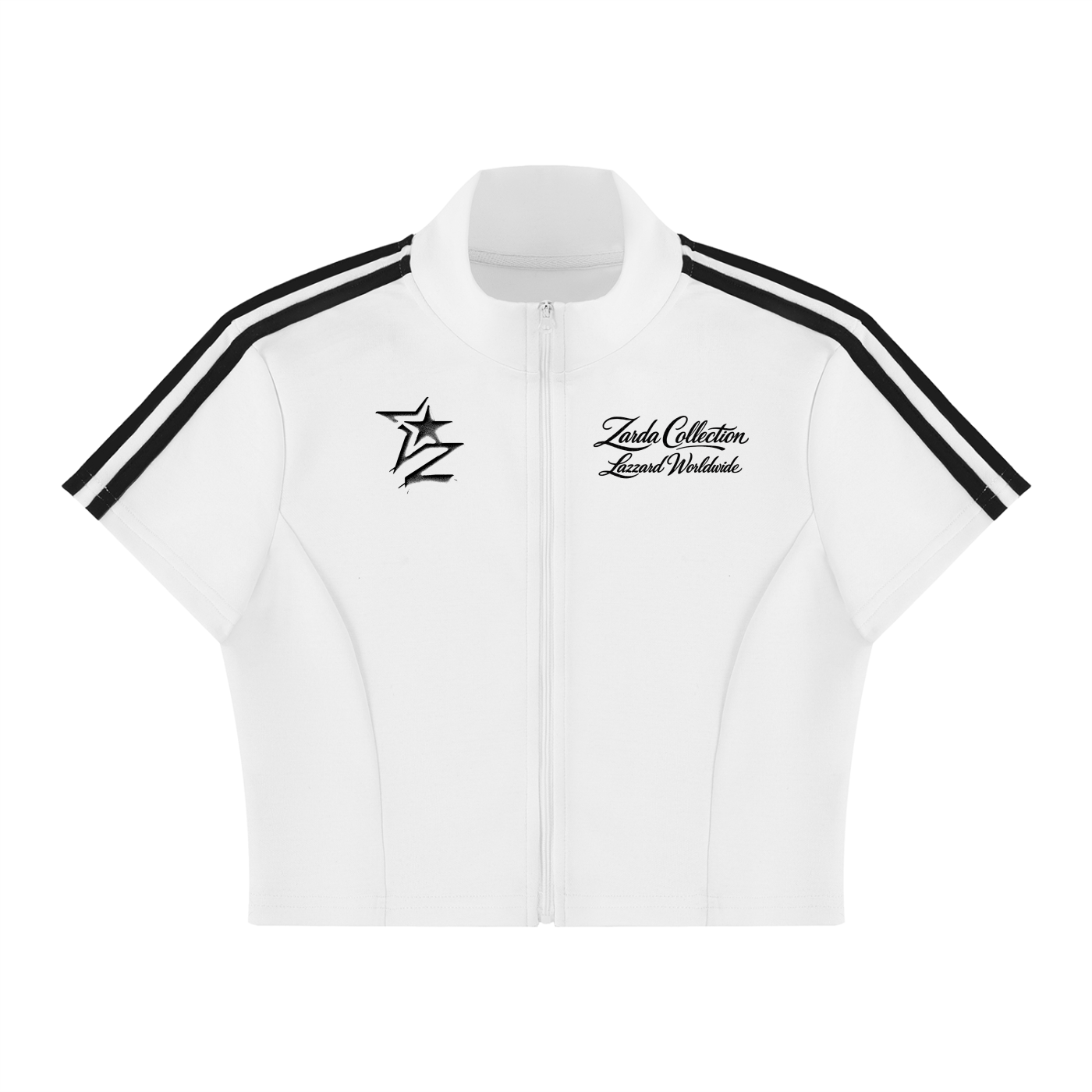 Women's Cropped Full Zip Short Sleeve T-Shirt
