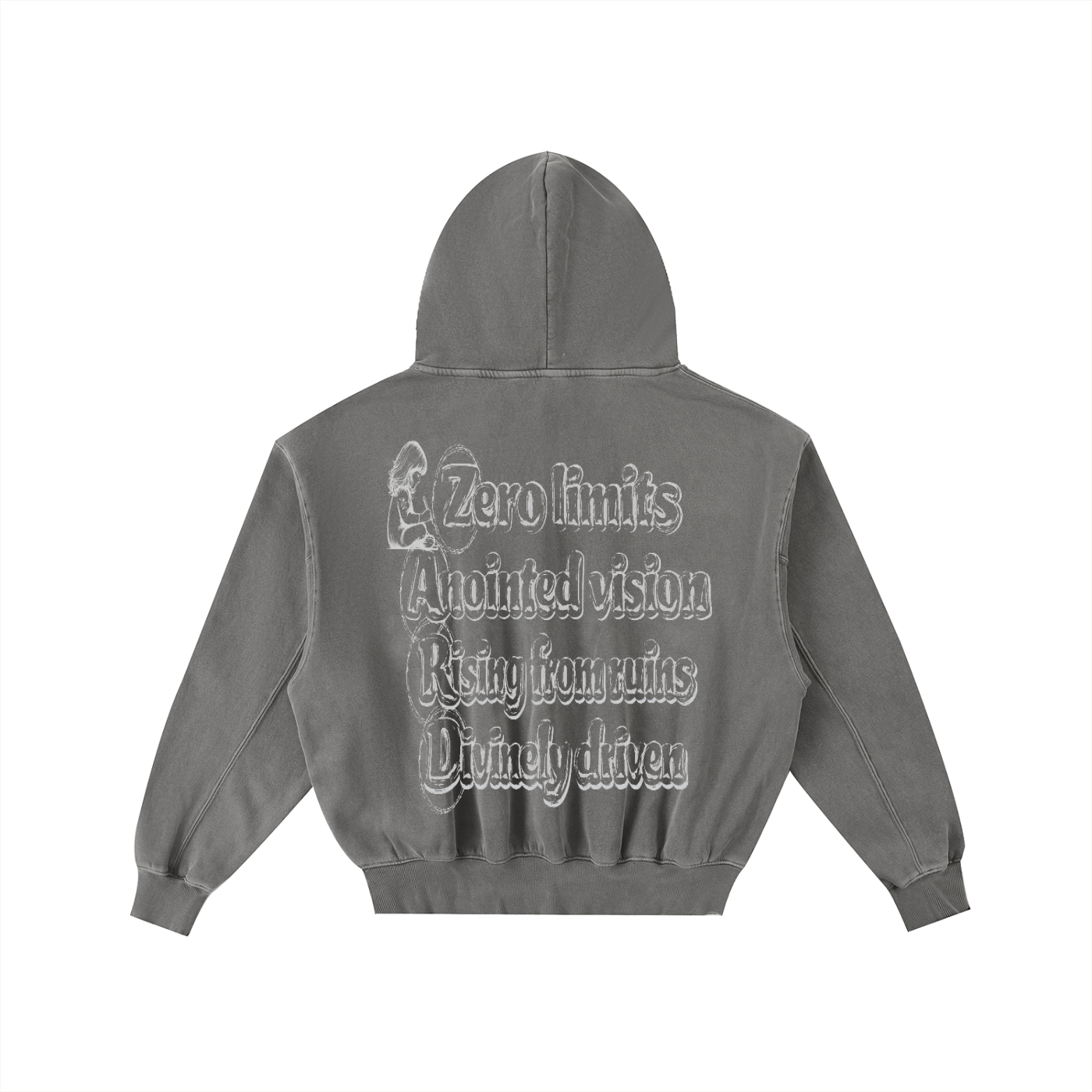 “Sketch”Frayed Enzyme Washed Fleece Hoodie
