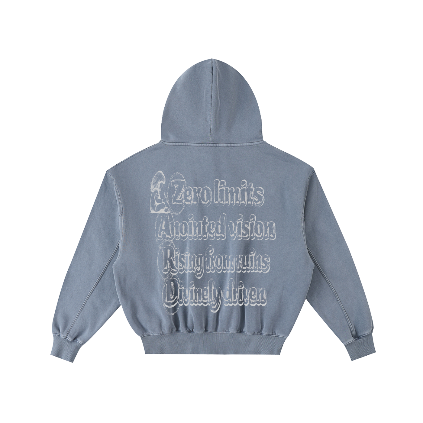 “Sketch”Frayed Enzyme Washed Fleece Hoodie