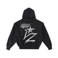 “Sketch”Frayed Enzyme Washed Fleece Hoodie