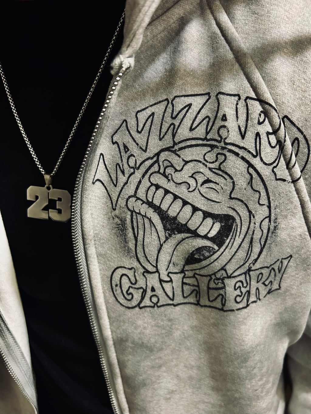 Dirty Washed Zip-Up Fleece Hoodie