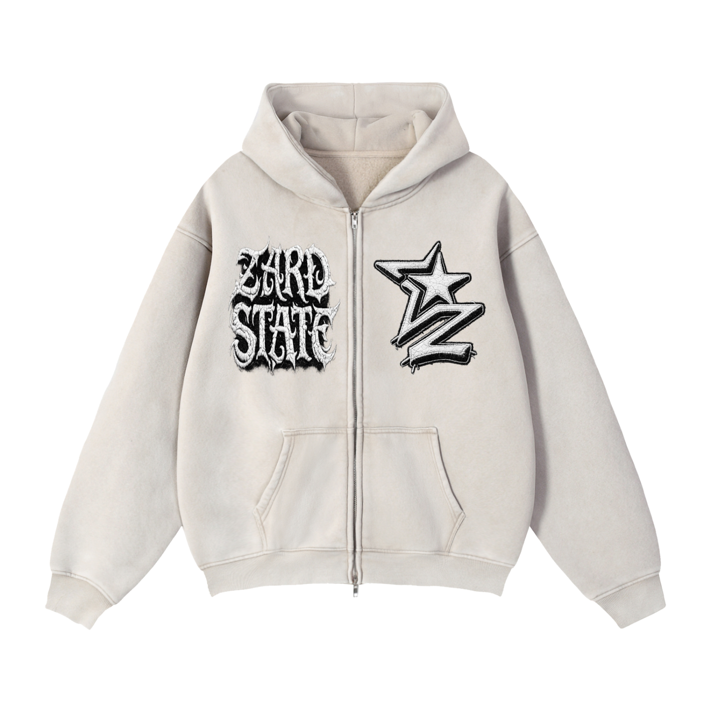 “Zard State” Snow-Washed Boxy Hoodie