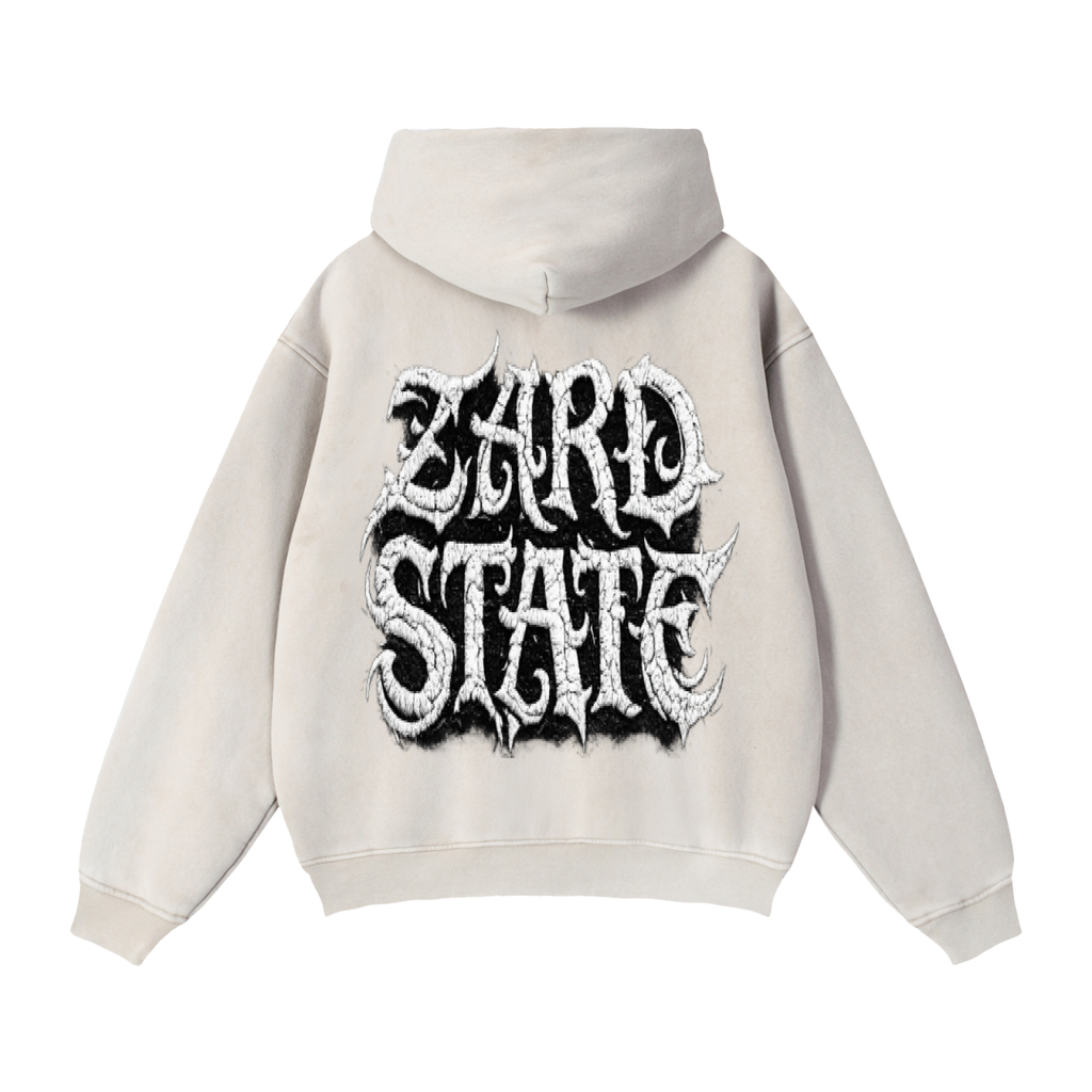 “Zard State” Snow-Washed Boxy Hoodie