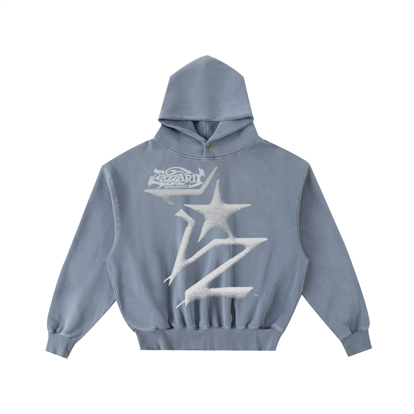 “Sketch”Frayed Enzyme Washed Fleece Hoodie
