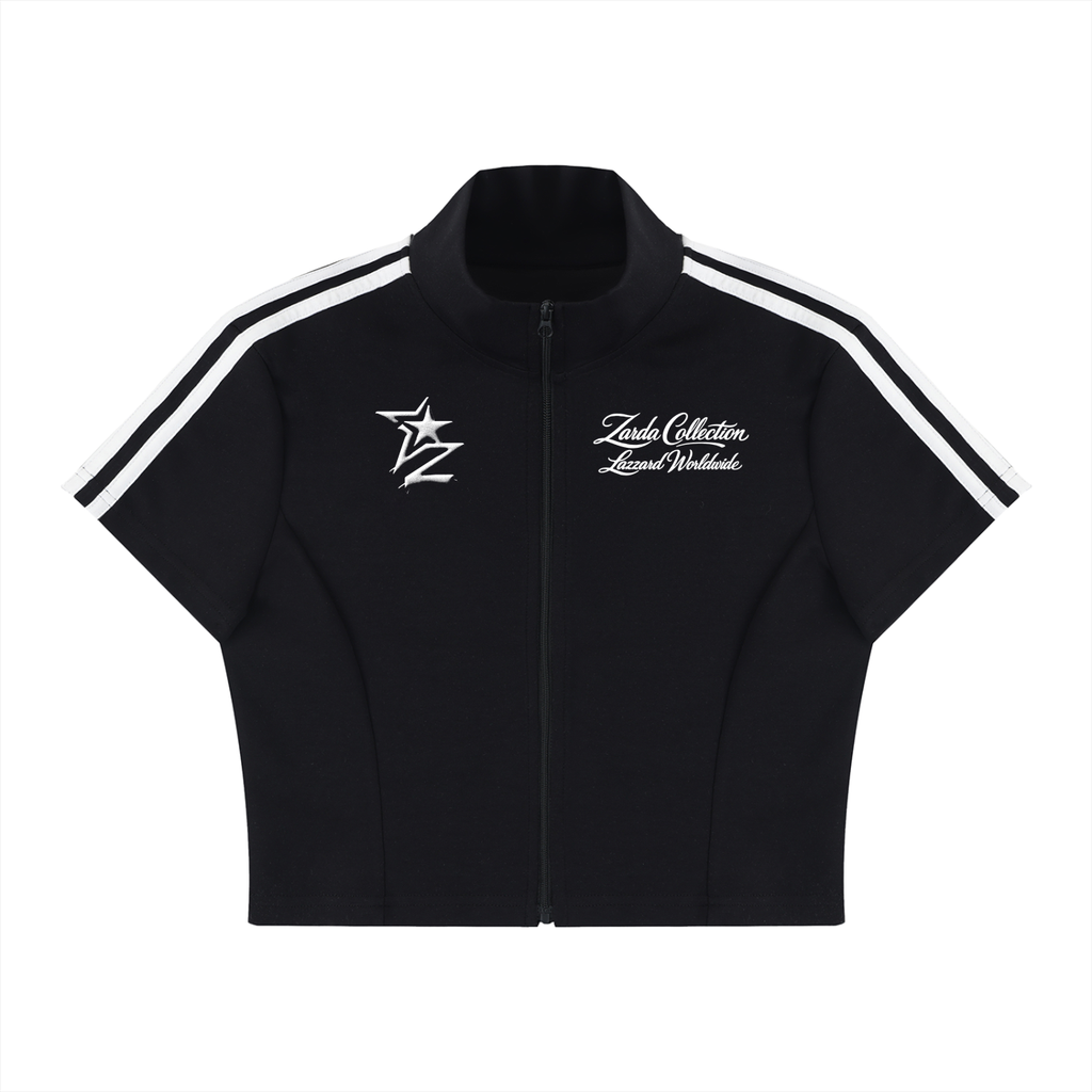 Women's Cropped Full Zip Short Sleeve T-Shirt