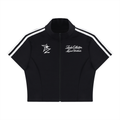Women's Cropped Full Zip Short Sleeve T-Shirt