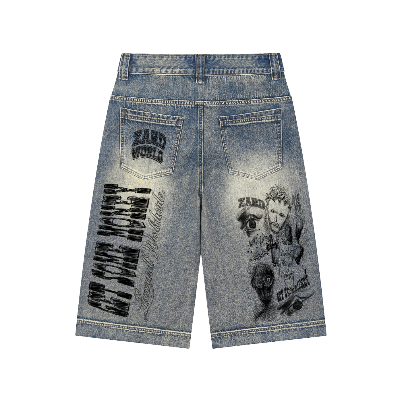 Vintage Wash Baggy Denim Shorts