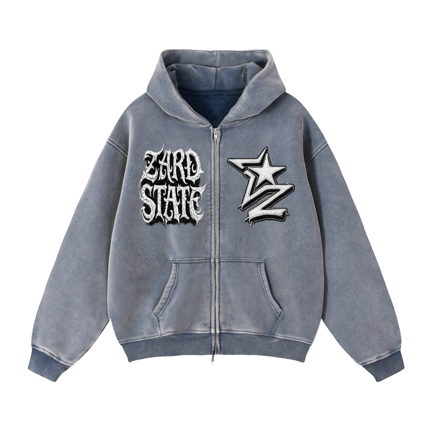 “Zard State” Snow-Washed Boxy Hoodie