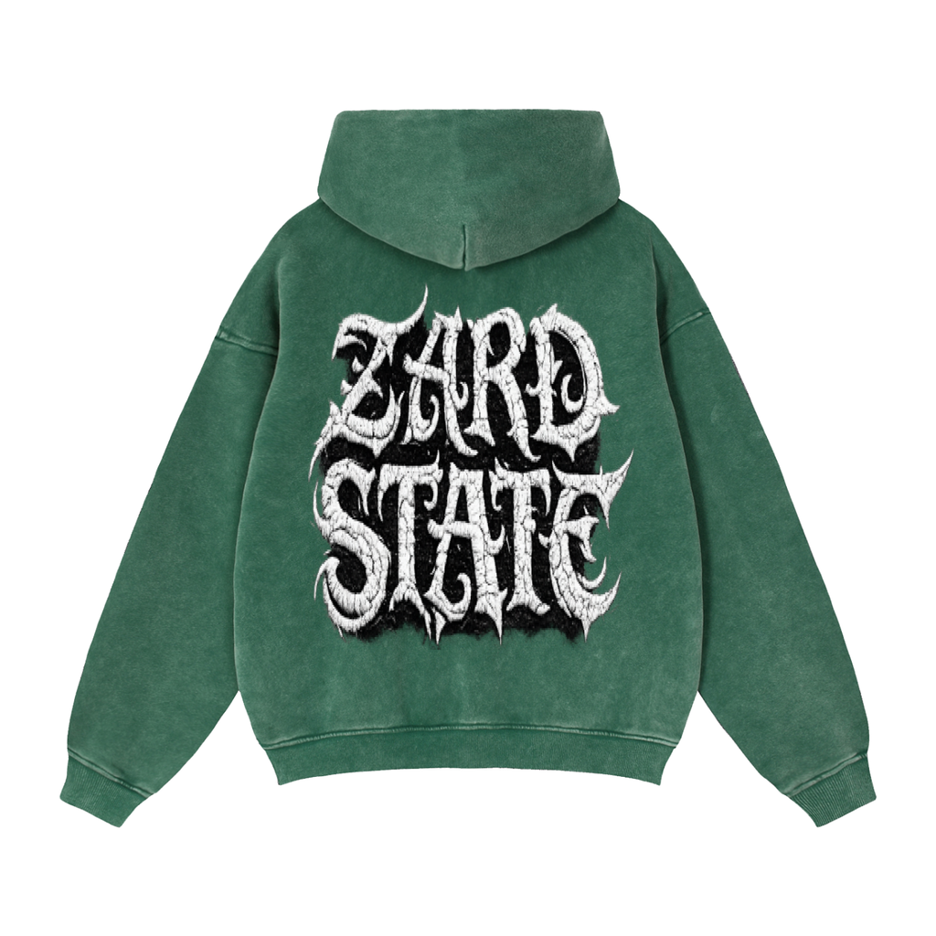 “Zard State” Snow-Washed Boxy Hoodie