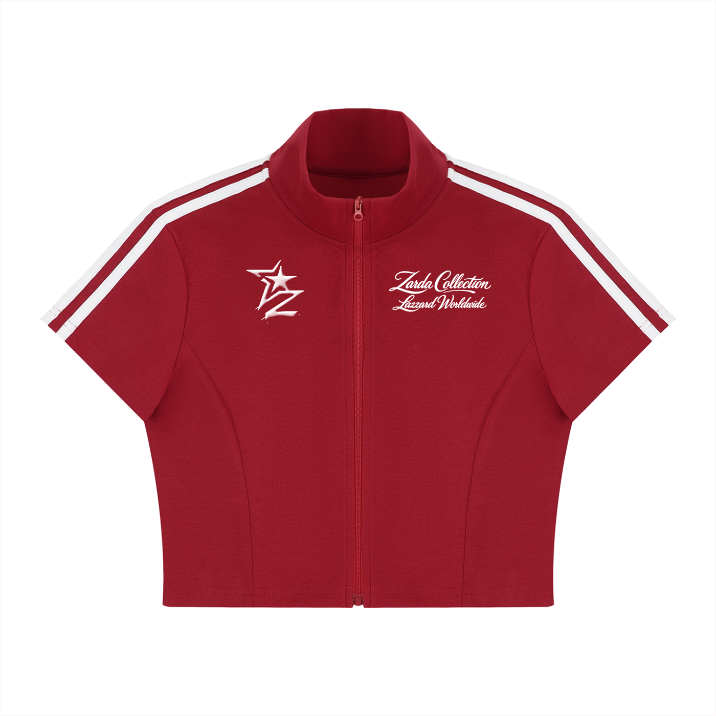 Women's Cropped Full Zip Short Sleeve T-Shirt
