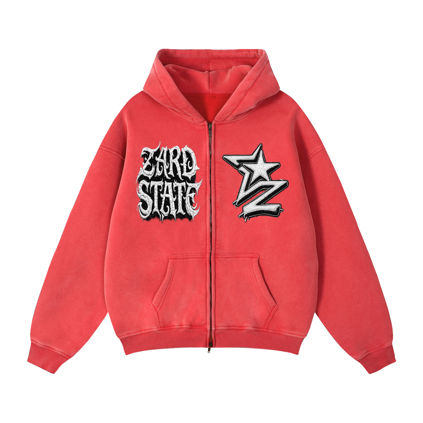 “Zard State” Snow-Washed Boxy Hoodie
