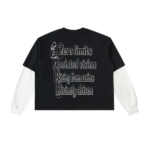 Layered Contrast Sleeve Cotton T-Shirt